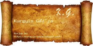 Kurgyis Géza névjegykártya